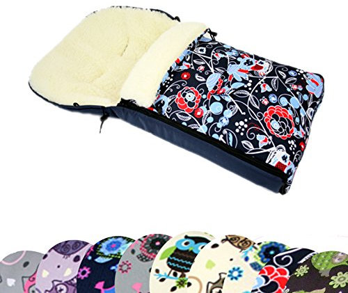BAMBINIWELT universaler Winterfußsack (90cm oder 108cm), auch geeignet für Babyschale, Kinderwagen, Buggy, aus Wolle im Eulendesign (90cm, $9)
