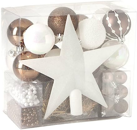 FEERIC CHRISTMAS Christbaum-Set Marron glacé 44-teilig weiß/braun