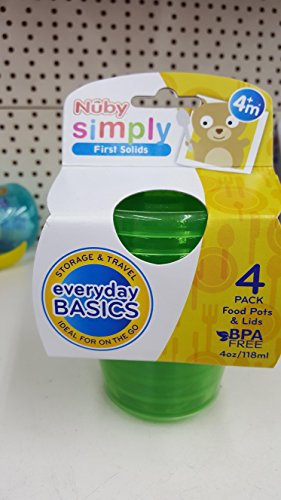 Nuby Simply 4 Pack Food & Lids BPA Free [ Assortment Colours ]