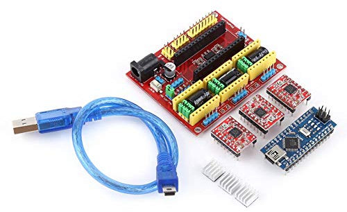 Akozon 3D Drucker Gravier Expansion Board Kit Controller CNC Schild V4 + Nano 3.0 Board + A4988 Treiber + USB Kabel for