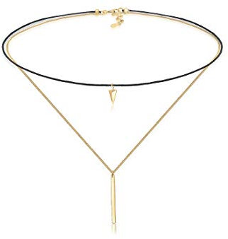 Elli Halskette Damen Choker Geo Dreieck Layer in 925 Sterling Silber vergoldet