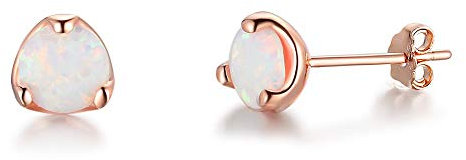 YAZILIND S925 Sterling Silver Round Opal Stud Earrings Women Girls Valentines Jewellery(Rose Gold)