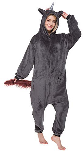 corimori 1852 Ruby Punk-Einhorn Damen Herren Onesie Jumpsuit Anzug Einteiler Kostüm Verkleidung Gr. 150-160cm, Schwarz