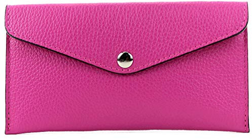 modamoda de - P03 - ital. Damen Portemonnaie Echtleder lang, Farbe:Magenta