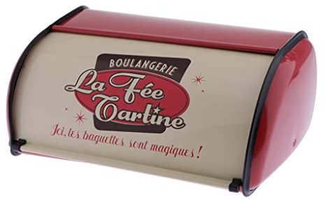joyMerit Bread Box for Kitchen Counter, Stainless Steel Roll Top Bread Bin, Vintage Bread Storage Holder with Lid, Large Capacity Bread Keeper, Retro Red