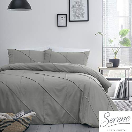 Serene Dart Plissee Boutique Bettbezug-Set, Grau, Doppelbett