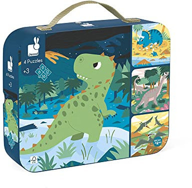 Janod - Puzzle Enfant Evolutif 6 à 16 Pièces - Les Dinosaures - Jeu Educatif dès 3 ans, J02657