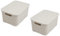 BranQ - Home essential Deckel Korb in Rattan Design 2er Set Grösse L 19l, Kunststoff PP, Creme, 19 l