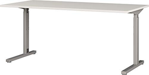 Mechanisch höheneinstellbarer Schreibtisch Palermo, für ergonomisches Arbeiten, ideal für Home Office, in Lichtgrau/Silber, 180 x 80 x 80 cm (BxHxT)