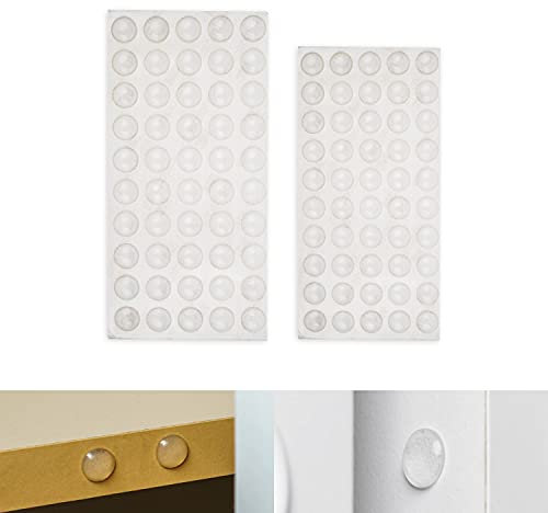 Paraurti in silicone, confezione 100 pz, 50 x Ø 10mm + 50 x Ø 8mm, Gommini autoadesivi trasparenti, Cuscinetti protettivi, Paracolpi da mobili per ante e cassetti, Fermaporte Silicone, paracolpi muro