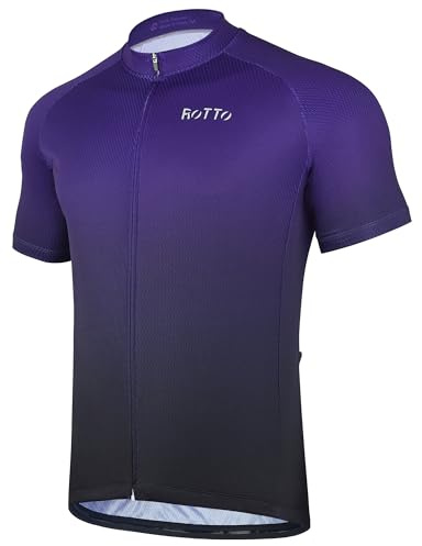 ROTTO Maglia Ciclismo Uomo Magliette Bici Manica Corta Serie di Colori Sfumati