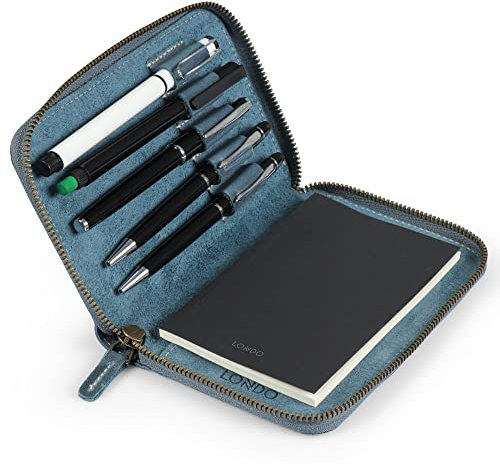 Londo Porte-Documents en Cuir Véritable – Conférencier avec Porte-Stylo, Bloc-Notes et Fermeture Éclair pour Bureau, Affaires & Voyage