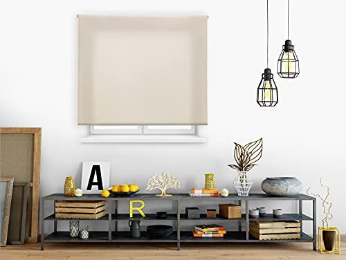 PULRIN | Rollo, Größe 160 x 175 cm, Breite x Höhe, und Lichtregulierung – lichtdurchlässiger Rollostoff, Größe 157 x 170 cm, beige Farbe, Wand- oder Deckenmontage