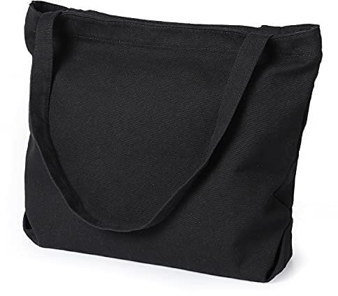 Etercycle Women's Canvas Tote Bag, Casual Shoulder Bags Big Capacity Hobo Bags with Interior Pocket for School Shopping Work Travel (Black)