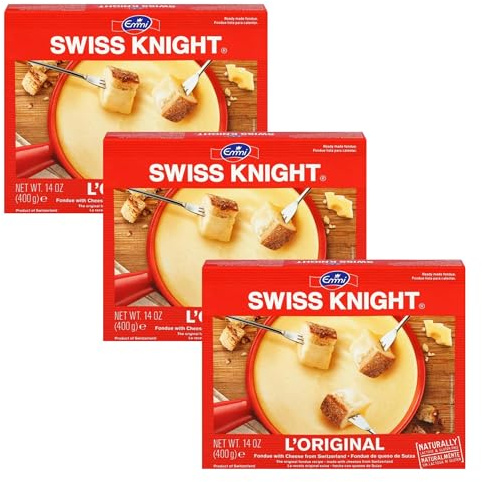 Swiss Knight Cheese Fondue L’Originale, 14 oz | Authentic Swiss Cheese Fondue | Non-GMO | Naturally Lactose & Gluten Free | Product of Switzerland (Pack of 3)