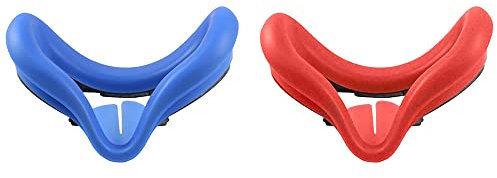 Tiardey 2PCS VR Face Silicone Cover Morbida Anti-sudore VR Eye Cover Face Imbottitura, Lavabile Anti-Perdita di Luce Blocco Copertura Eye per Oculus Quest 2 VR Headset - Blu e Rosso