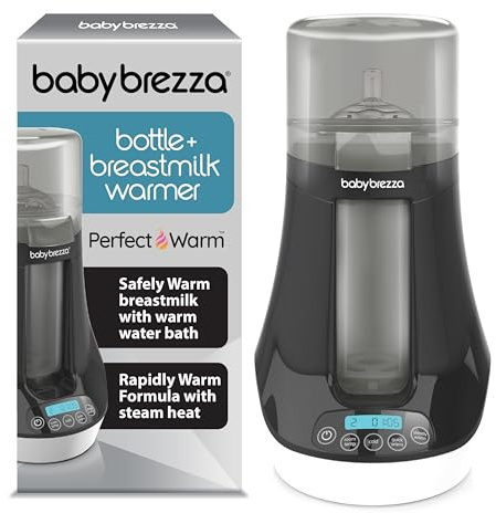 Baby Brezza Fast Baby Bottle Warmer - Baby Milk + Breastmilk Warmer Defroster – 2 Unique Temperatures for Breastmilk + Formula - Universal Fit for All Bottles, Bags + Jars