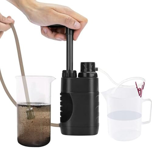 Wasserfilter Outdoor 5000L Tragbarer Camping Wasserfilter, Personal Pumpfilter Tischwasserfilter mit Starterpaket, Notfall Survival Gear Wasseraufbereiter für Wandern Reisen Notbereitschaft