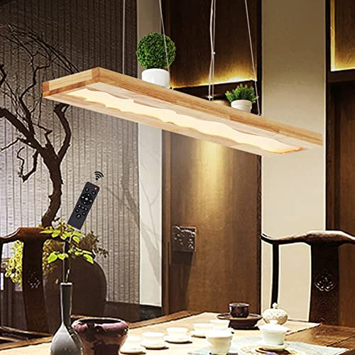Lfoute Holz Hängelampe LED Dimmbar Pendelleuchte Esstisch Pendellampe Höhenverstellbar Moderner Deckenleuchte Harz Hängeleuchte Küche Büro Cafe Esszimmer Kronleuchter Wohnzimmer Dekorative Lichter