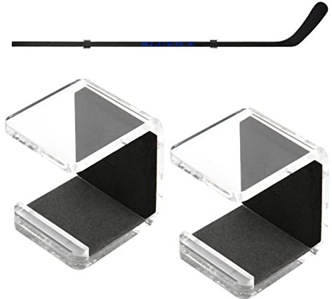 Cosmos 1 Paar Hockeyschläger-Wandhalterung, horizontaler Display-Halter & Aufbewahrungs-Organizer für Eishockeyschläger, platzsparende Display-Halterung mit kratzfestem Pad (transparent)