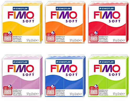 Fimo Soft Polymer Oven Modelling Clay - 57g - Set of 6 Colours - Spring Tones