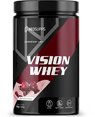 Neosupps Vision Whey Cherry Joguhrt 750g, Eiweiss Protein Pulver mit geprüfter Qualität für Muskelaufbau, Eiweißpulver mit Milch anrührbar, Whey Protein aus hochwertigem Molkenprotein, Made in Germany