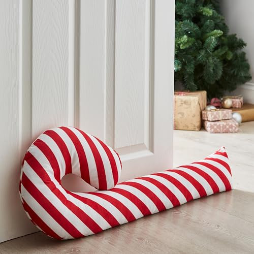 Catherine Lansfield Candy Cane Shaped Door Draught Excluder White/Red