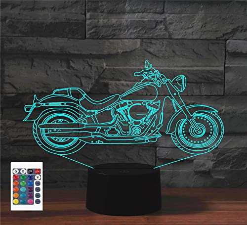 SUPERRUIDALONG 3D Motorrad Nachtlichter Fernbedienung 16 Farben Illusion Acryl LED-Tisch Nachttischlampe Kinderzimmer Schreibtisch Dekoration Geburtstagsgeschenke Spielzeug für Kinder