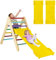 COSTWAY 3 en 1 Triángulo de Escalada con Rampa Ajustable para Escalar y Deslizarse, Escalador Triangular de Madera, Juguetes Triangulares de Escalada para Niños (Multicolor)