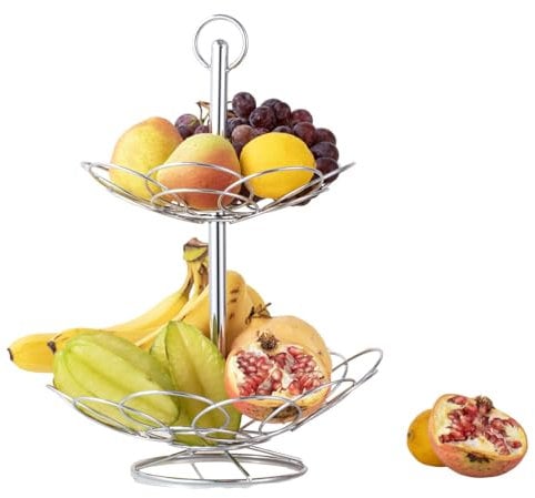 Royal Cuisine 2-Tier Fruit Basket Vegetables fruits Bowl, Countertop Fruit Stand, Snack Basket Storage Holder Display for Kitchen, Dining Table, Home Decor