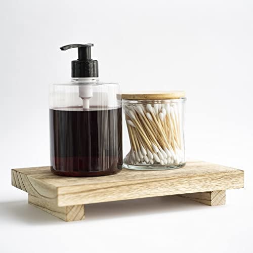Aoipend Bandeja de Madera para Fregadero con Pedestal Elevador de jabón, Bandeja de Madera para Cocina, baño, decoración de encimera, Soporte para Plantas, para Botellas, tocador, joyería, Vela