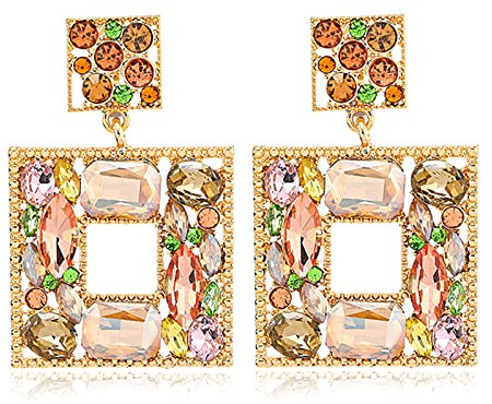 JUZICHEN Bunte Ohrringe Groß - Statement Glitzer Ohrringe Bunt Hängend, Modeschmuck (Stil B)