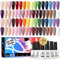 BORN PRETTY UV Nagellack Nude Shellac Nude Rot Weiß Gel Nagellack 39PCS Gel Nägel Nagellack Set Top Coat Base Nagelkleber Matte Glitzer Shellac Nagellack Gelnägel Acryl Nagelset Nägel Selber Set