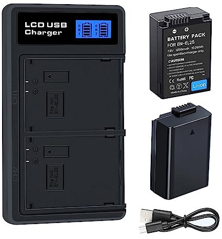 SLODA 2 Pack Batterie Compatible pour Nikon EN-EL25 EN-EL25A et Kit Chargeur Double Smart LED pour Nikon Z Series, Z50, Z 50, Z FC, Nikon EN-EL25, EN-EL25A, 4241 et Nikon MH-32 Digital Camera