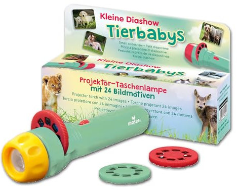 moses. Kleine Diashow Tierbabys, Projektor-Taschenlampe für Kinder, 24 Bildmotive mit den niedlichsten Tierkindern, Für die Entdeckungsreise von zuhause