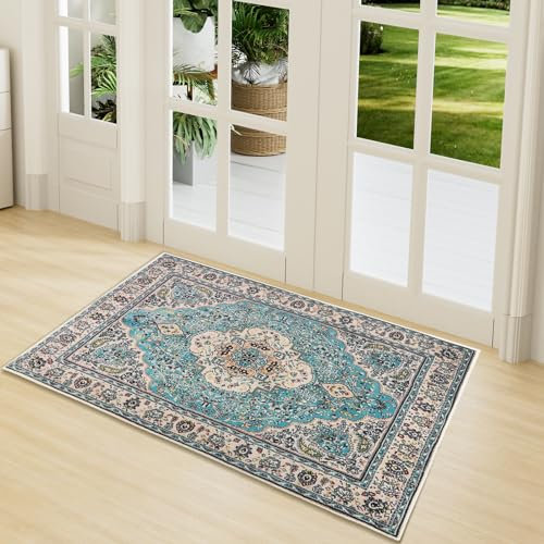 LY4U Door Mats Washable,40x60 CM Indoor Non-slip Dirt Trapper Floor Mat, Inside Front Door Mats,Absorbent Low Profile Mat for Kitchen,Garden,Hall Entryway