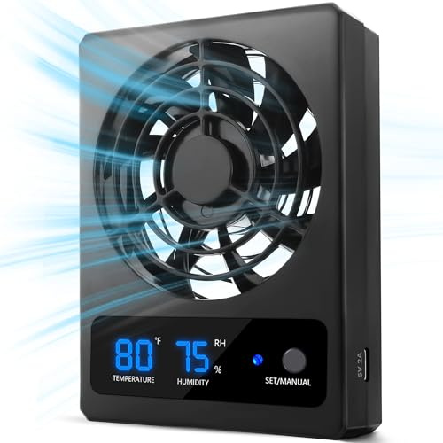 Eckpo Reptile Ventilation Fan with Humidity Sensor and High-Temp Alarm, Fan Dehumidifier for Reptile Enclosure and Terrarium, Suitable for Humid Environments, Rainforest and Ecological Tanks