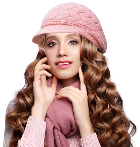 CINGHIA Baskenmütze Damen Winter,Barett Damen,Strickmütze Damen,Wintermütze Damen,Damen Baskenmütze,Mütze Rosa Damen,Strickmützen für Damen