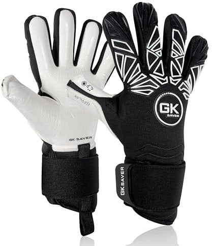 GK Saver Bravo WB04 Contact Pro Football Goalkeeper Goalie Gloves |Anti-Slip Grip Palms |Savefingers Technology |Goalkeeping Protection Size 6 to 11 (Bravo WB04, YF 8)