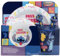 Microwave Safe 5pcs Character Animation 2023 Cartoon Dinner Tableware Set Plate, Bowl, Cup, Fork, Spoon BPA Free re-usable Plastic (Stitch)
