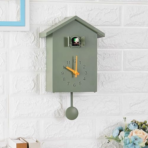 HpLive ABS Kuckucksuhr Modern Pendeluhr Wanduhr mit Pendel, Einstellbare Lautstärke Kuckucksuhren, Kuckucksuhr im Chalet-Stil