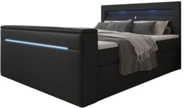 Luxusbetten24 Boxspringbett Reposito mit TV Lift, USB, LED und Stauraum 140x200 Schwarz H4