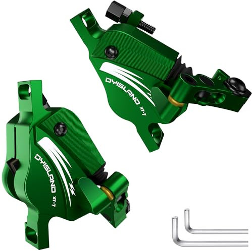 DYISLAND XT-7 Kabelbetätigte, extra leistungsstarke Hybrid-Hydraulik-Scheibenbremsen Bremssättel für MTB/Mountainbike (Grüne-Bremsen)