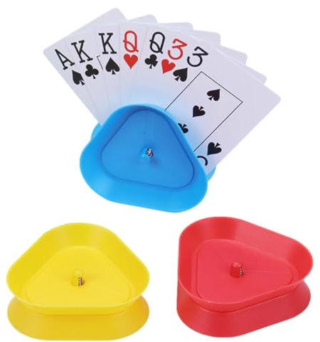 AEIOPRS 3 Pcs Porte Carte Enfant Jeux Support Carte à Jouer pour Enfants et Seniors Rouge Jaune Bleu