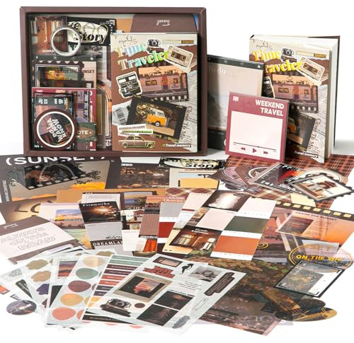 Scrapbook Zubehör Kit, 351 Stück Bullet Journaling Zubehör und Junk Journal | mit Journaling Zubehör, Vintage Scrapbook Papier Scrapbook Stickers, Scrapbook Set DIY Schulsachen Aesthetic für Frauen