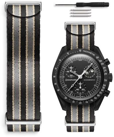 HORACE NATO Uhrenarmband 20mm Nylon Weich – Kompatibel mit Omega x Swatch MoonSwatch – Werkzeug inklusive