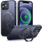 Supdeal Magnetic Kickstand for iPhone 12/12 Pro Case, Compatible with MagSafe 360° Rotatable Ring Stand Holder, Non-slip Hard Matte Translucent Cover Military-Grade Shockproof Phone Case, 6.1, Black
