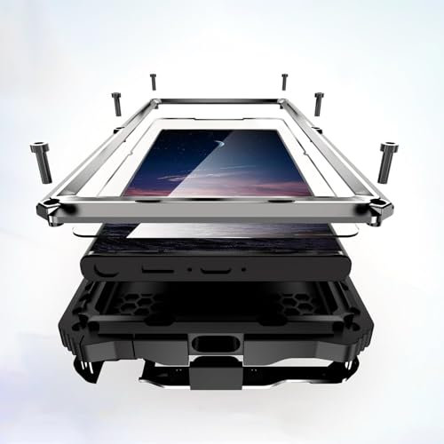 Lunivop Schutzhülle für Samsung Galaxy S25 Ultra hülle, Metall Schwerlast Panzer, [mit Fingerabdruck-ID] Eingebaute Displayschutz, Ständer Handyhülle Ganzkörper Robustes, für S25 Ultra, Silber