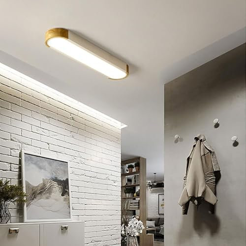 GZZBMY Moderne LED Deckenlampen 5500 Lumen Nordische Elegante Rechteckige LED Deckenleuchte Flush Mount Holz Deckenbeleuchtung für Küche Eingang Korridor Flur Schlafzimmer (Weiß Warms Licht,55CM)