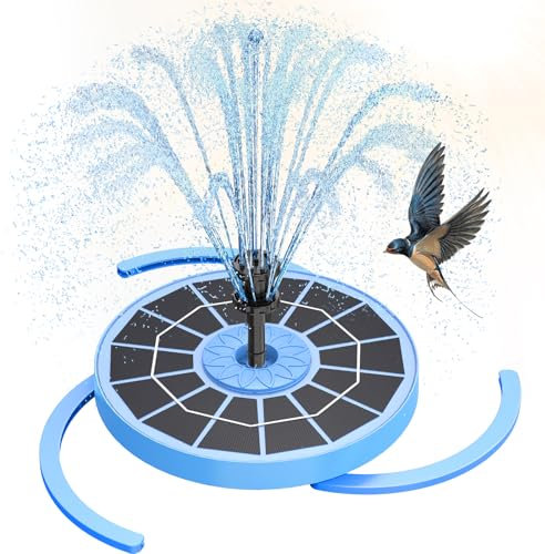 AISITIN Fontana solare per esterni migliorata 2025 3.5W con diversi effetti di spruzzatura fontana solare per esterni con vetro blu per giardino stagno bagno